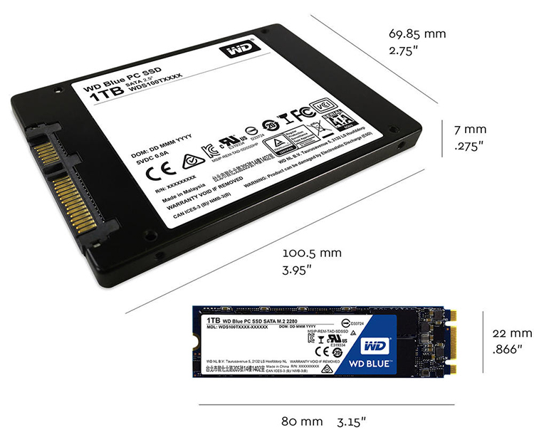 Blue PC SSD Dimensions